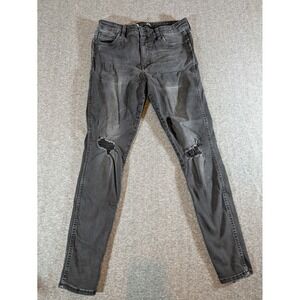 Kut from the Kloth Jeans Women's Mia Skinny Black Denim Wash Sz 12 Distressed